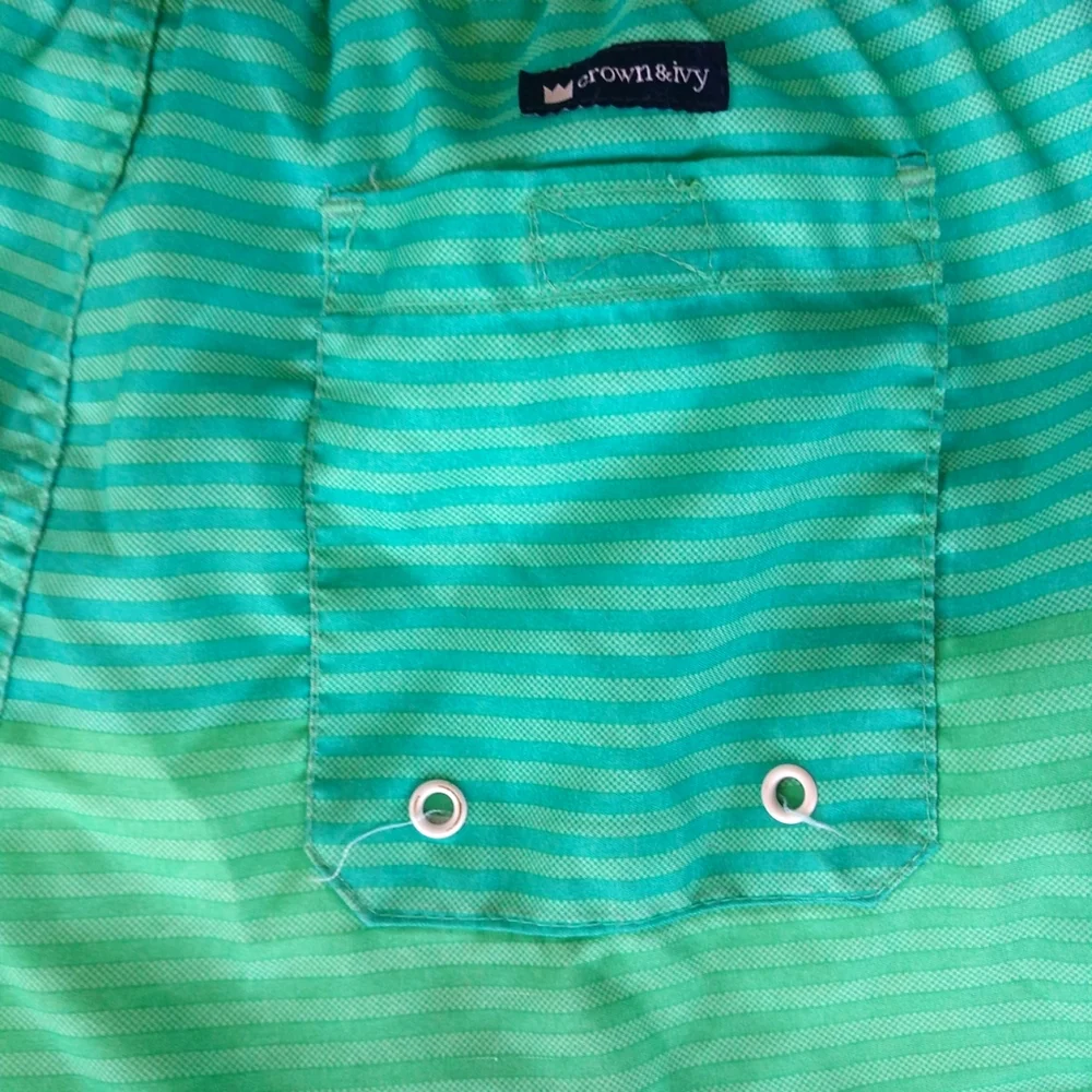 Crown & Ivy Boys Swim Trunks Size Large Multi Greens